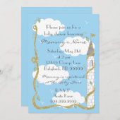 Baby shower Uitnodiging. Goud/Zilver Kasteel Kaart (Voorkant / Achterkant)