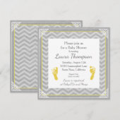 baby shower Uitnodiging Gray Chevron Stripe (Voorkant / Achterkant)