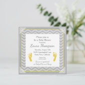 baby shower Uitnodiging Gray Chevron Stripe (Staand voorkant)