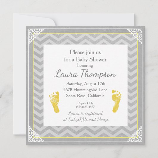 baby shower Uitnodiging Gray Chevron Stripe (Voorkant)