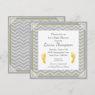 baby shower Uitnodiging Gray Chevron Stripe