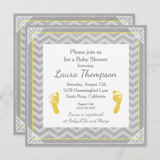 baby shower Uitnodiging Gray Chevron Stripe