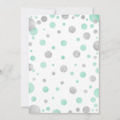 Baby shower Uitnodiging - Green Mint Silver Stippe (Achterkant)