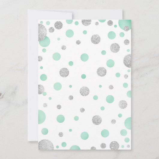 Baby shower Uitnodiging - Green Mint Silver Stippe (Achterkant)
