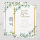 Baby shower Uitnodiging Groen Boho Garden (Voorkant / Achterkant)