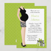 baby shower Uitnodiging groen met Zebrapatroon (Voorkant / Achterkant)