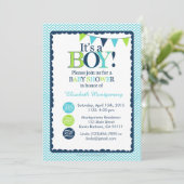 Baby shower Uitnodiging Het is een jongen! Aqua, g (Staand voorkant)