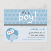 BABY SHOWER UITNODIGING: het is een jongen uil 7 Uitnodiging Briefkaart (Voorkant)