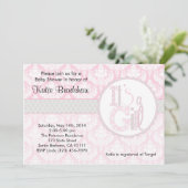 baby shower Uitnodiging "Het is een meisje!"  Roze (Staand voorkant)