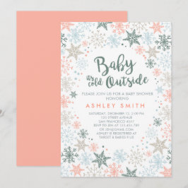 Baby shower-uitnodiging Het is koud buiten Snowfla Kaart