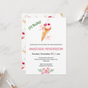 Baby shower uitnodiging. Het is tweeling! Uitnodig