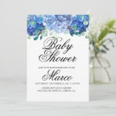 Baby shower-uitnodiging hydrangea kaart (Staand voorkant)