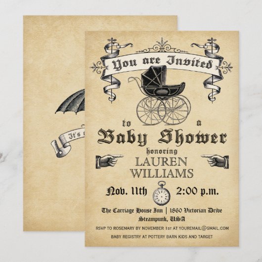 Baby shower Uitnodiging II (Voorkant / Achterkant)