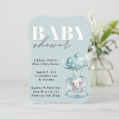 BABY SHOWER UITNODIGING IN BLAUW (Staand voorkant)