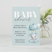 BABY SHOWER UITNODIGING IN BLAUW (Staand voorkant)