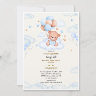 Baby shower uitnodiging in de vorm van een blauwe