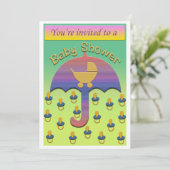 baby shower-uitnodiging (info op rug) kaart (Staand voorkant)