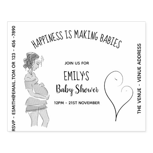 Baby SHOWER Uitnodiging INK STEMPEL - doe-het-zelf (Afrduk)