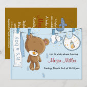 baby shower Uitnodiging - Jongen (Voorkant / Achterkant)