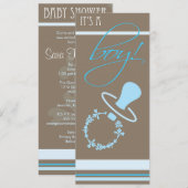 baby shower Uitnodiging - Jongen (Voorkant / Achterkant)