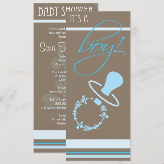 baby shower Uitnodiging - Jongen (Voorkant / Achterkant)