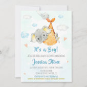 Baby shower-uitnodiging Jongen-baby-olifant Kaart (Voorkant)