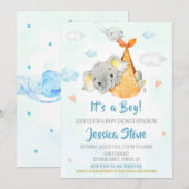 Baby shower-uitnodiging Jongen-baby-olifant Kaart (Voorkant / Achterkant)