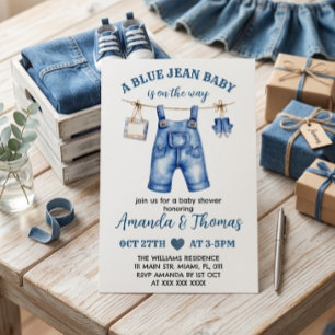 Baby Shower Uitnodiging Jongen Blauwe Spijkerbroek