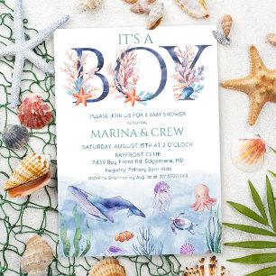 Baby Shower Uitnodiging Jongen Onder de Zee