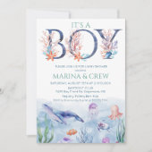 Baby Shower Uitnodiging Jongen Onder de Zee (Voorkant)