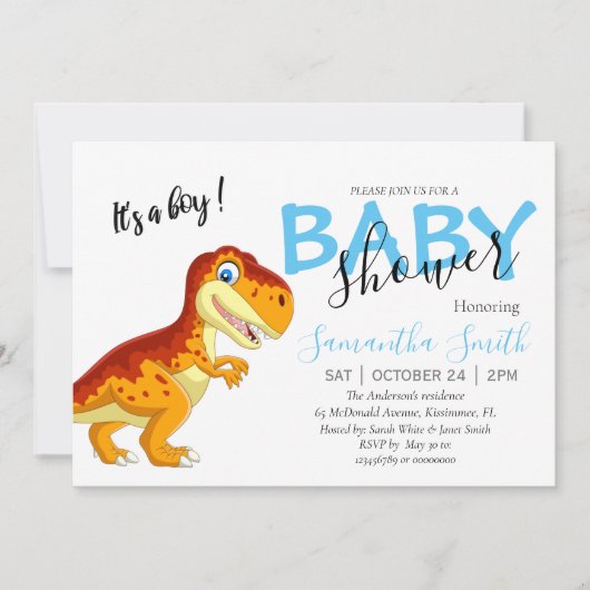 Baby shower uitnodiging, jongen uitnodiging (Voorkant)