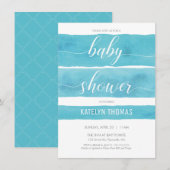 Baby shower Uitnodiging, jongen, Waterverf uitnodi Kaart (Voorkant / Achterkant)