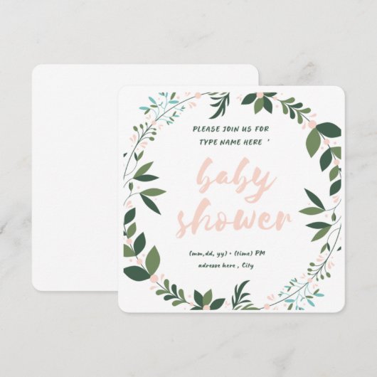 baby shower-uitnodiging kaart (Voorkant / Achterkant)