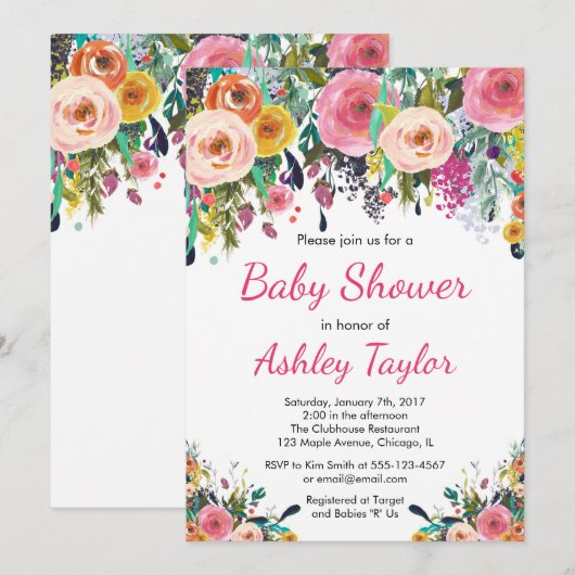 Baby shower-uitnodiging kaart (Voorkant / Achterkant)