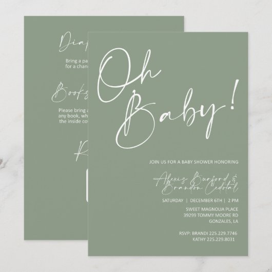 baby shower-uitnodiging kaart (Voorkant / Achterkant)