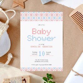 Baby shower Uitnodiging Kaart | Pixelweven