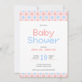 Baby shower Uitnodiging Kaart | Pixelweven (Voorkant)