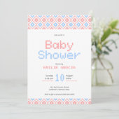 Baby shower Uitnodiging Kaart | Pixelweven (Staand voorkant)