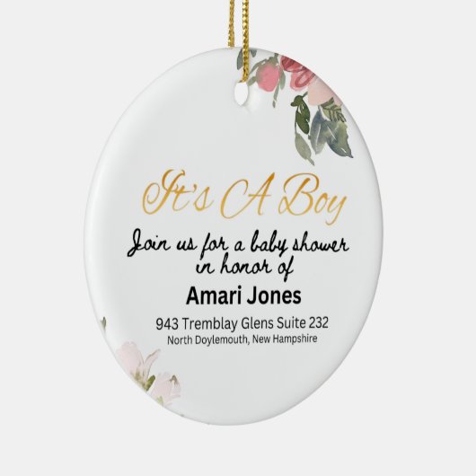 Baby shower Uitnodiging Keramisch Ornament (Rechts)