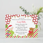 Baby shower Uitnodiging Kerstteddybeer (Staand voorkant)