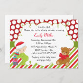 Baby shower Uitnodiging Kerstteddybeer (Voorkant / Achterkant)
