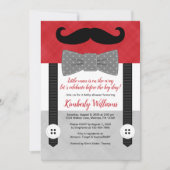 baby shower uitnodiging klein man rood grijs (Voorkant)