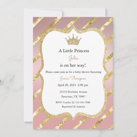 Baby shower Uitnodiging, kleine prinses op haar we Kaart (Voorkant)