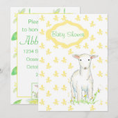 Baby shower Uitnodiging Lam Boerderij Dierentekeni (Voorkant / Achterkant)