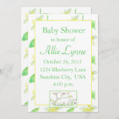 Baby shower Uitnodiging Lamsschaap Gele Bloemen (Voorkant / Achterkant)