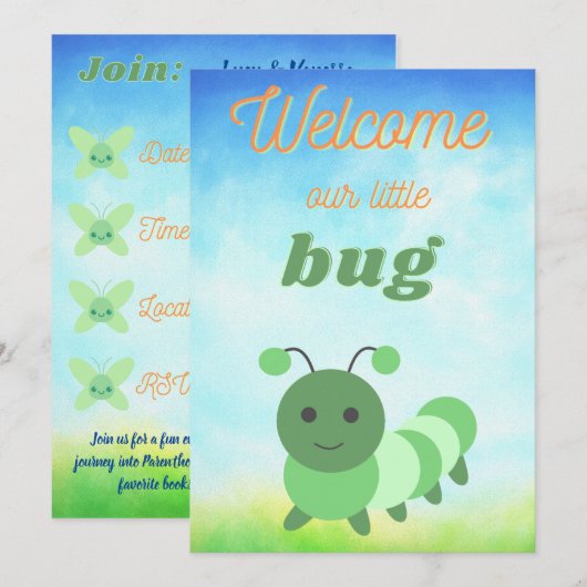 Baby shower-uitnodiging leidt tot genderneutraal g kaart (Voorkant / Achterkant)