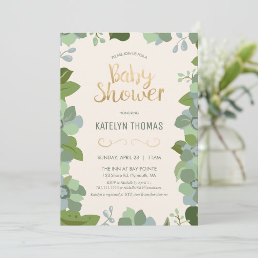 baby shower Uitnodiging, Lente, Floral, Gepersonal Kaart (Staand voorkant)