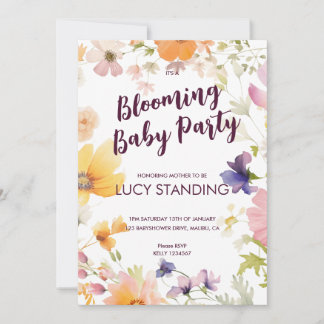 Baby shower Uitnodiging Lente Wildbloemen