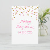 baby shower Uitnodiging Licht Roze Gold Confetti (Staand voorkant)