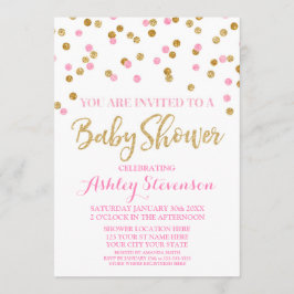 baby shower Uitnodiging Licht Roze Gold Confetti